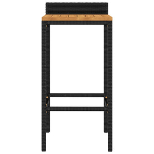 Barhocker 2er Set, Akazienholz & Poly Rattan
