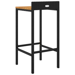 Barhocker 2er Set, Akazienholz & Poly Rattan