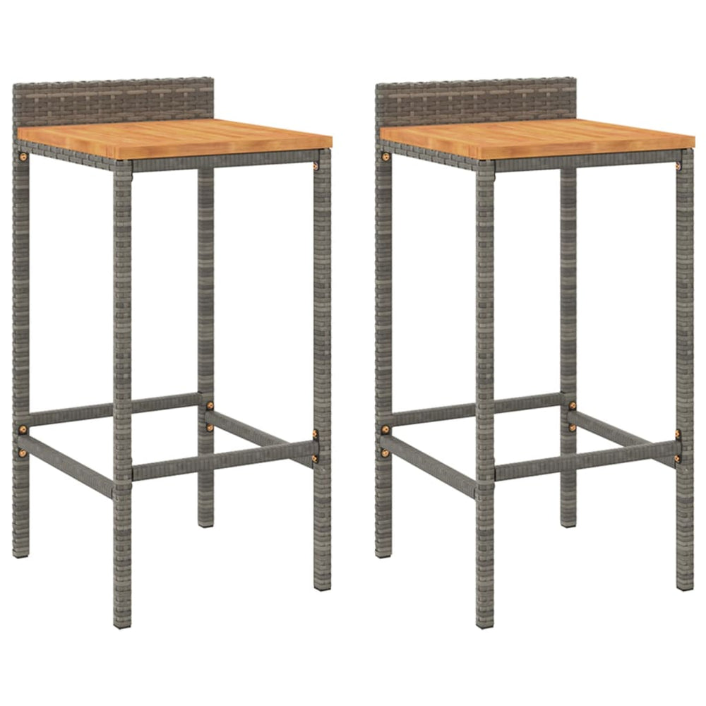 Barhocker 2er Set Grau Akazienholz
