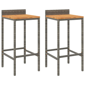 Barhocker 2er Set Grau Akazienholz