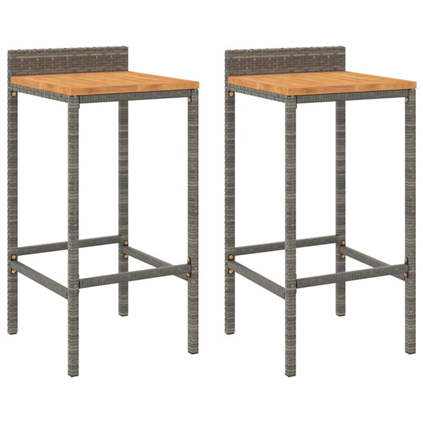Barhocker 2er Set Grau Akazienholz