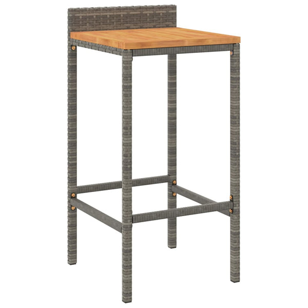 Barhocker 2er Set Grau Akazienholz