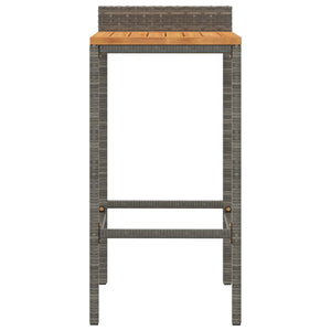 Barhocker 2er Set Grau Akazienholz