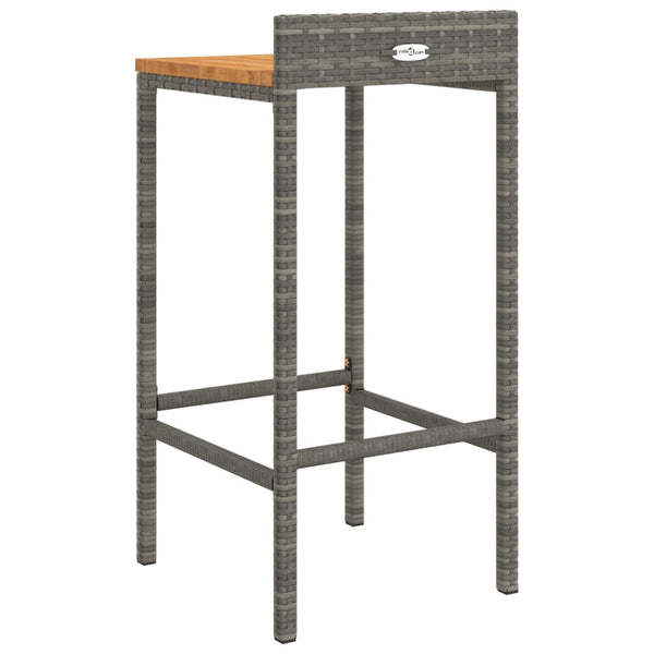 Barhocker 2er Set Grau Akazienholz