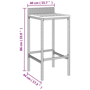 Barhocker 2er Set Grau Akazienholz