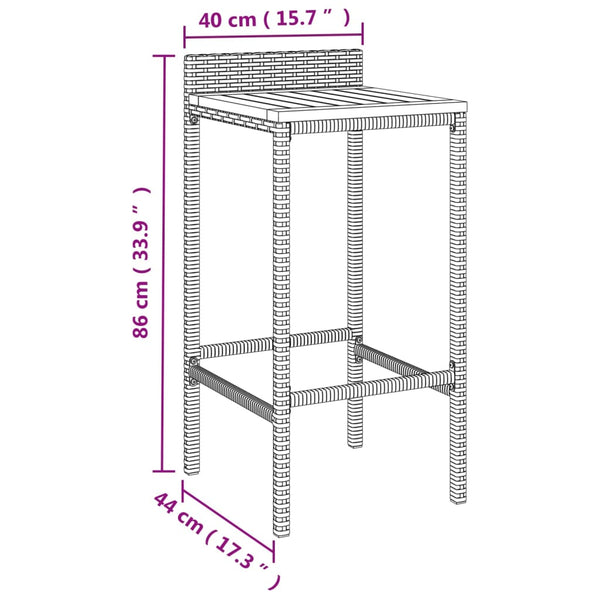 Barhocker 2er Set Grau Akazienholz
