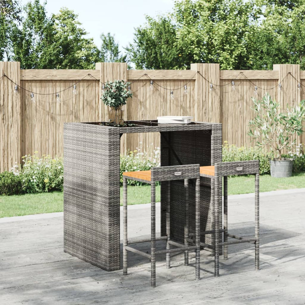 Barhocker 2er Set Grau Akazienholz