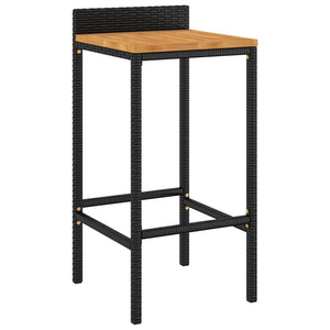Barhocker 4er Set, Akazienholz & Poly Rattan