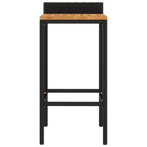 Barhocker 4er Set, Akazienholz & Poly Rattan