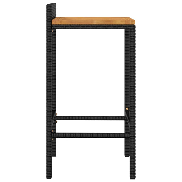 Barhocker 4er Set, Akazienholz & Poly Rattan
