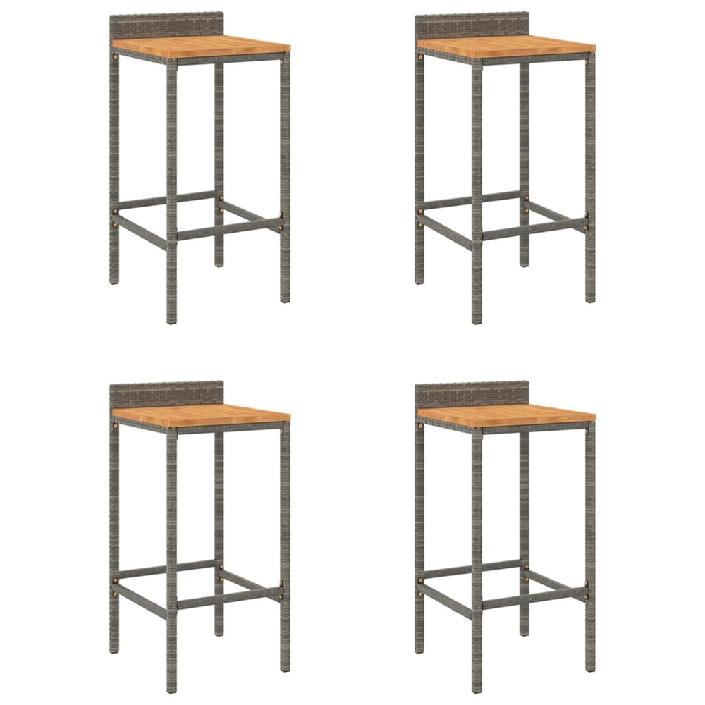 Barhocker 4er Set Grau Akazienholz