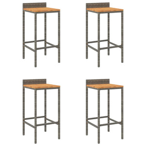 Barhocker 4er Set Grau Akazienholz