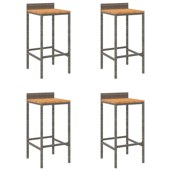 Barhocker 4er Set Grau Akazienholz