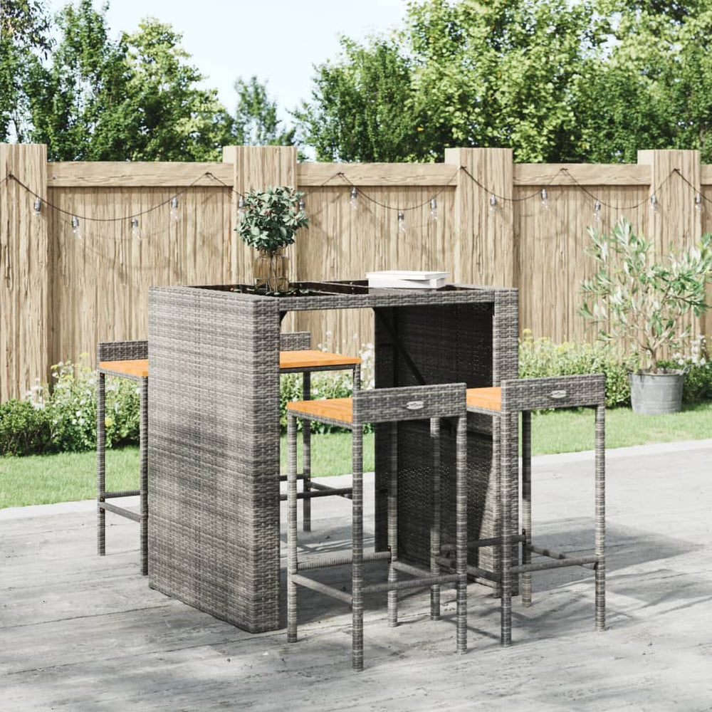 Barhocker 4er Set Grau Akazienholz