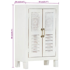 Weißes Sideboard 55 cm Akazie Massivholz