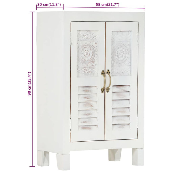 Weißes Sideboard 55 cm Akazie Massivholz