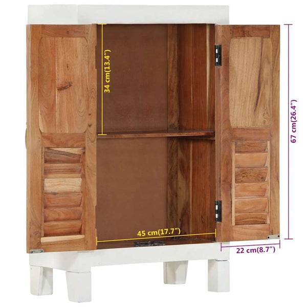 Weißes Sideboard 55 cm Akazie Massivholz