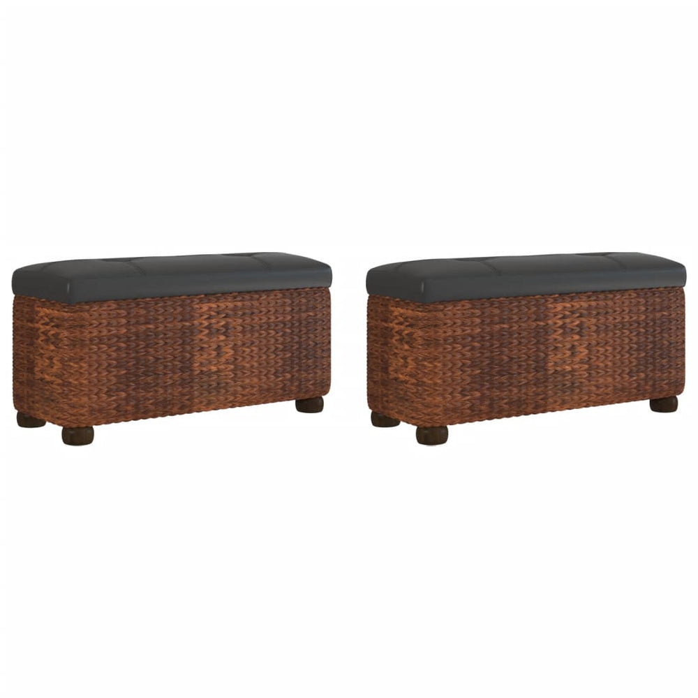 Sitzbänke Braun mit Stauraum 2er-Set
