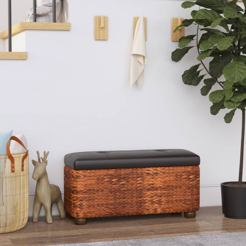 vidaXL Bancs de rangement avec coussins marron 2 pcs 69 cm Jonc