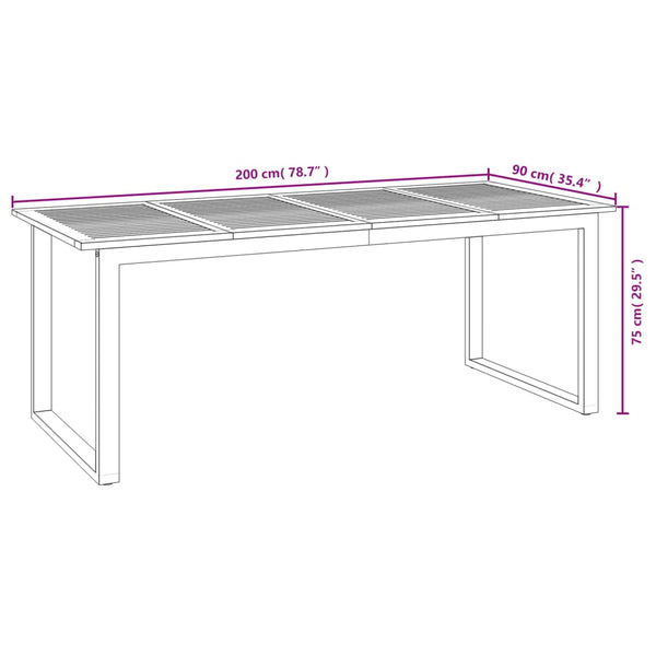 Gartentisch Akazie Massivholz 200x90 cm