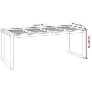 vidaXL Table de jardin avec pieds en U 200x90x75 cm Bois d'acacia massif