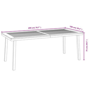 Gartentisch 200x100x75 cm Massivholz Akazie