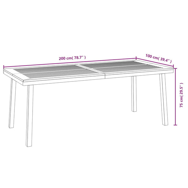 Gartentisch 200x100x75 cm Massivholz Akazie