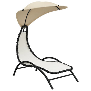 vidaXL Bain de soleil avec toit Crème 167x80x195 cm Tissu et acier