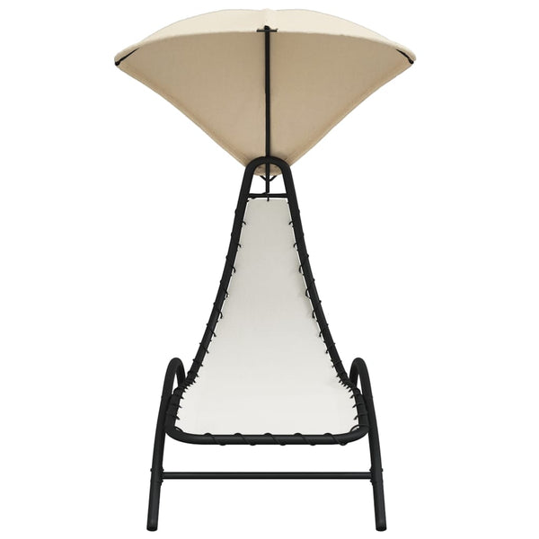 vidaXL Bain de soleil avec toit Crème 167x80x195 cm Tissu et acier