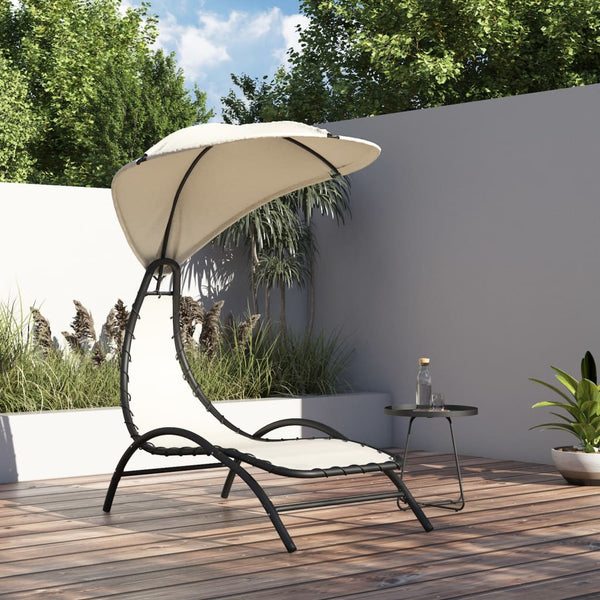 vidaXL Bain de soleil avec toit Crème 167x80x195 cm Tissu et acier