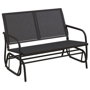 vidaXL Banc à bascule de jardin Noir 120,5x76x86,5 cm textilène et acier