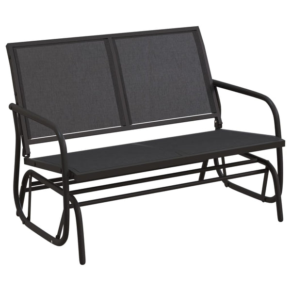 vidaXL Banc à bascule de jardin Noir 120,5x76x86,5 cm textilène et acier