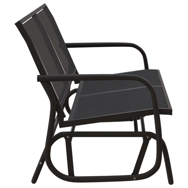 vidaXL Banc à bascule de jardin Noir 120,5x76x86,5 cm textilène et acier