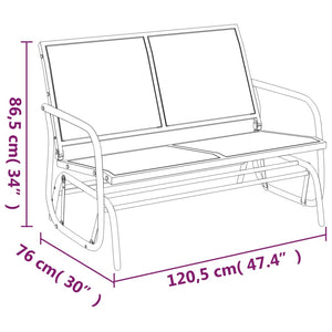 vidaXL Banc à bascule de jardin Noir 120,5x76x86,5 cm textilène et acier