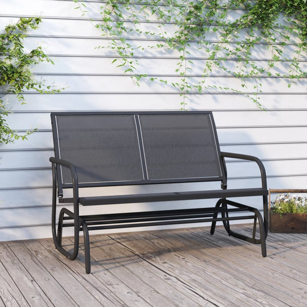 vidaXL Banc à bascule de jardin Noir 120,5x76x86,5 cm textilène et acier
