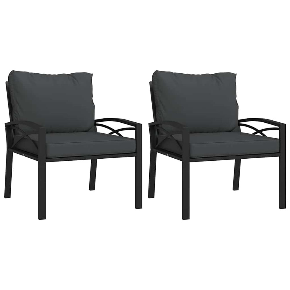 Gartenstühle mit Grauen Kissen, 2er Set