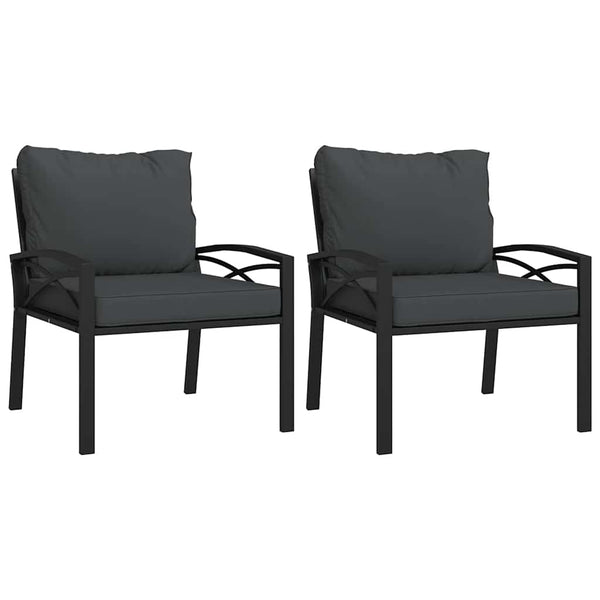 Gartenstühle mit Grauen Kissen, 2er Set