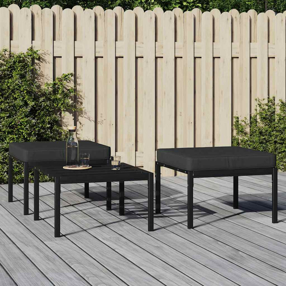 Gartenhocker mit Kissen, 2er Set