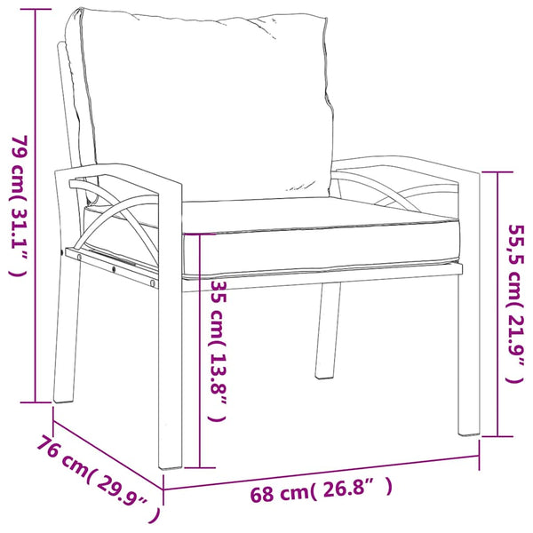 Gartenstuhl Stahl Sandfarbene Kissen 68x76x79cm