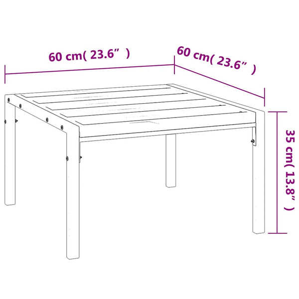 vidaXL Table basse de jardin noir 60x60x35 cm acier