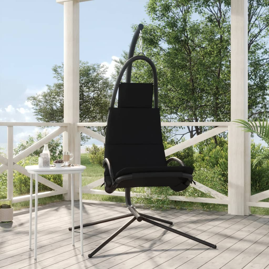 Garten Hängesessel mit Kissen, Schwarz
