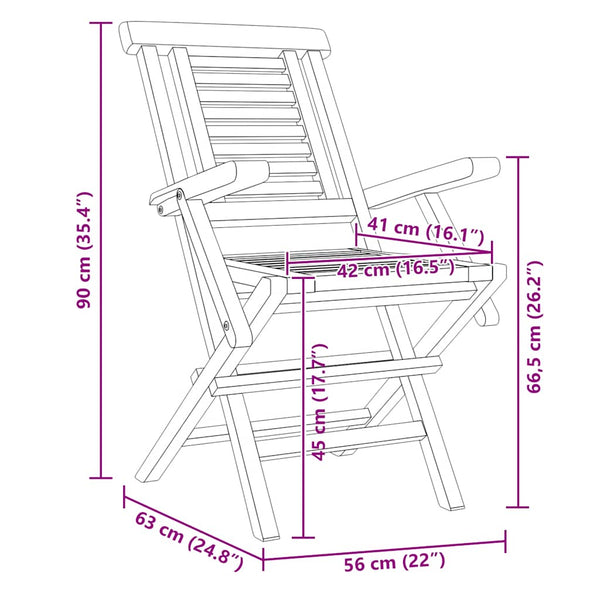 Klappbare Gartenstühle 2er Set Teakholz