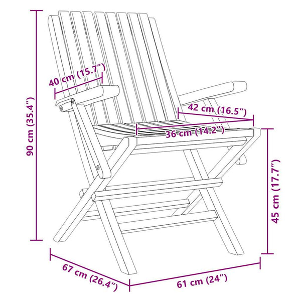 Klappbare Gartenstühle 2er Set Teakholz