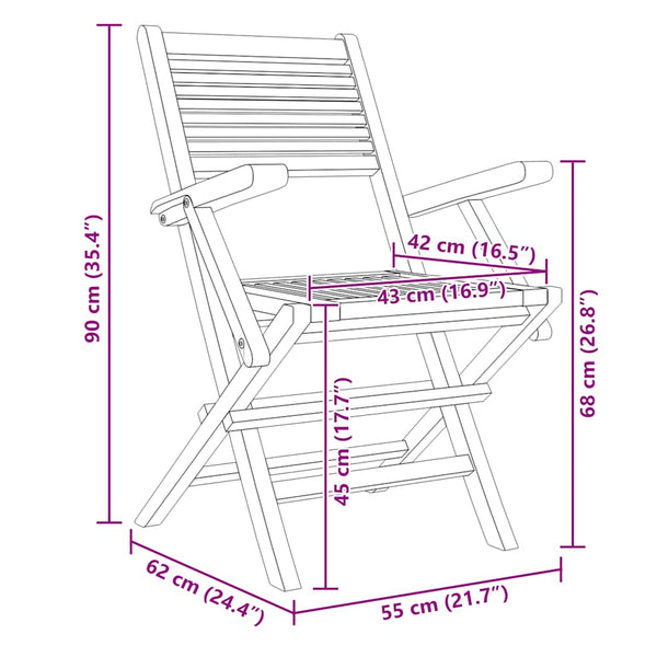 Klappbare Gartenstühle 2er Set Teakholz