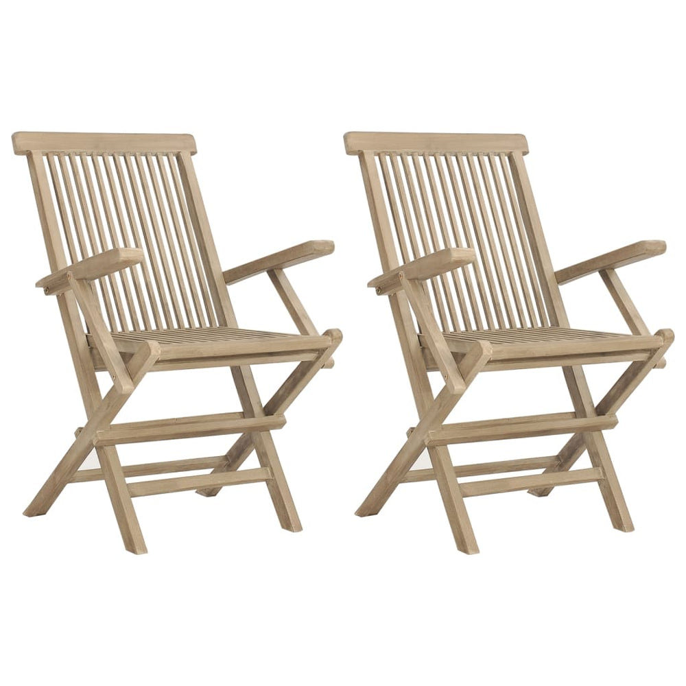 Klappbare Gartenstühle 2er Set Teak Grau