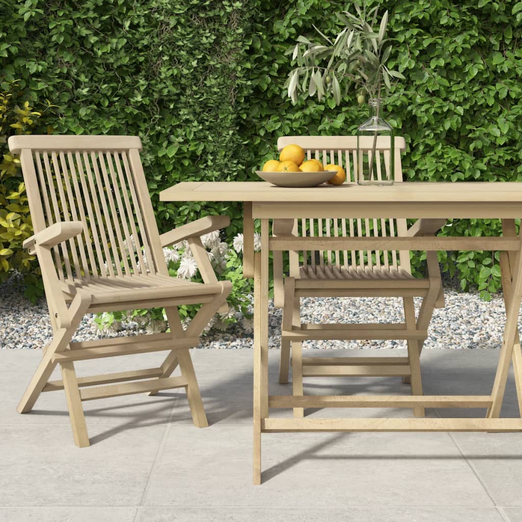 Klappbare Gartenstühle 2er Set Teak Grau