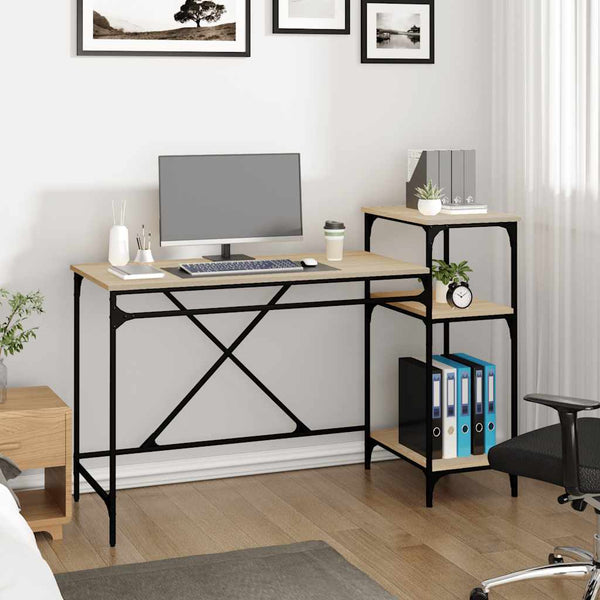 Schreibtisch Sonoma Eiche mit Regal 135cm