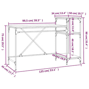 Schreibtisch Sonoma Eiche mit Regal 135cm