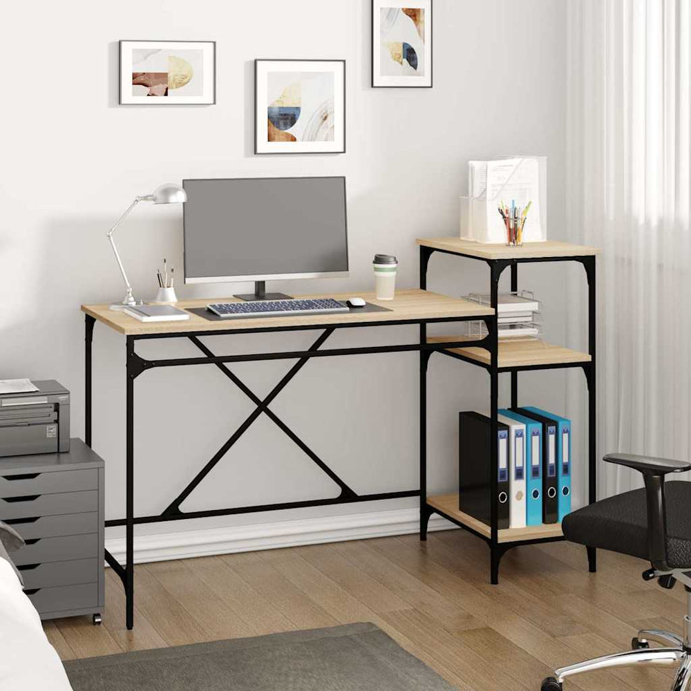 Schreibtisch Sonoma Eiche mit Regal 135cm