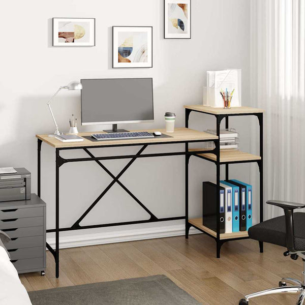 Schreibtisch Sonoma Eiche mit Regal 135cm